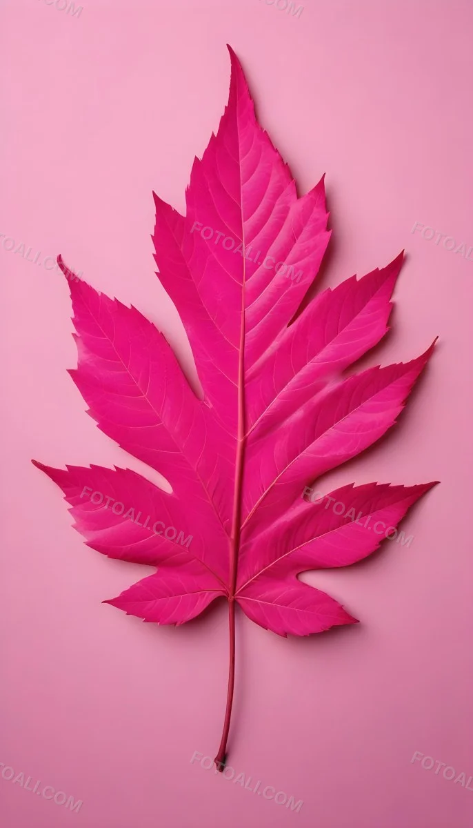 A Closeup Of A Vibrant Pink Leaf Against A Solid P 89 5498