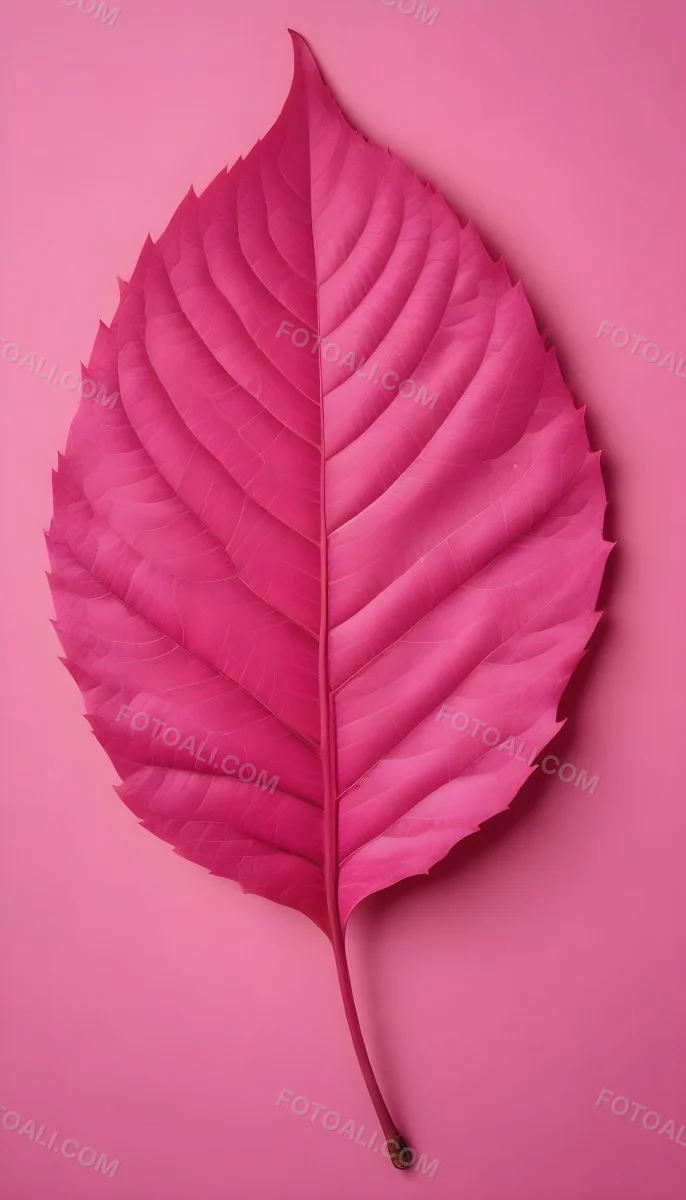 A Closeup Of A Vibrant Pink Leaf Against A Solid P 90 5b22