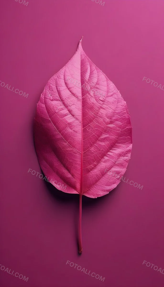 A Closeup Of A Vibrant Pink Leaf Against A Solid P 92 F10e