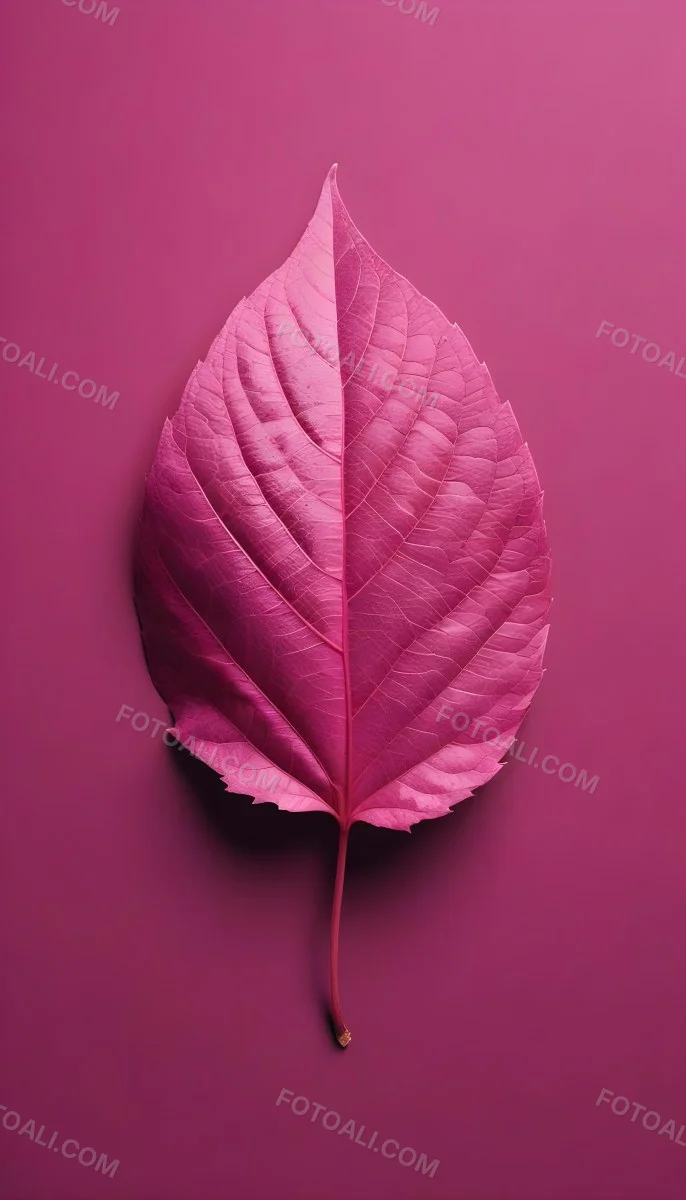 A Closeup Of A Vibrant Pink Leaf Against A Solid P 93 D017