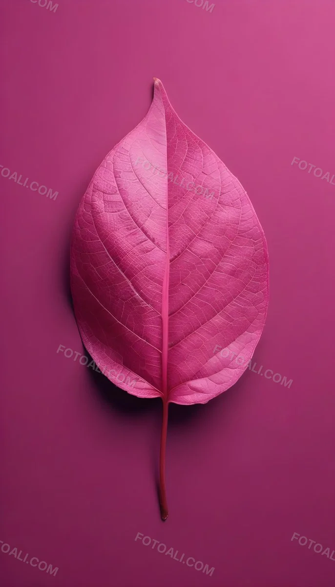 A Closeup Of A Vibrant Pink Leaf Against A Solid P 94 Dca7