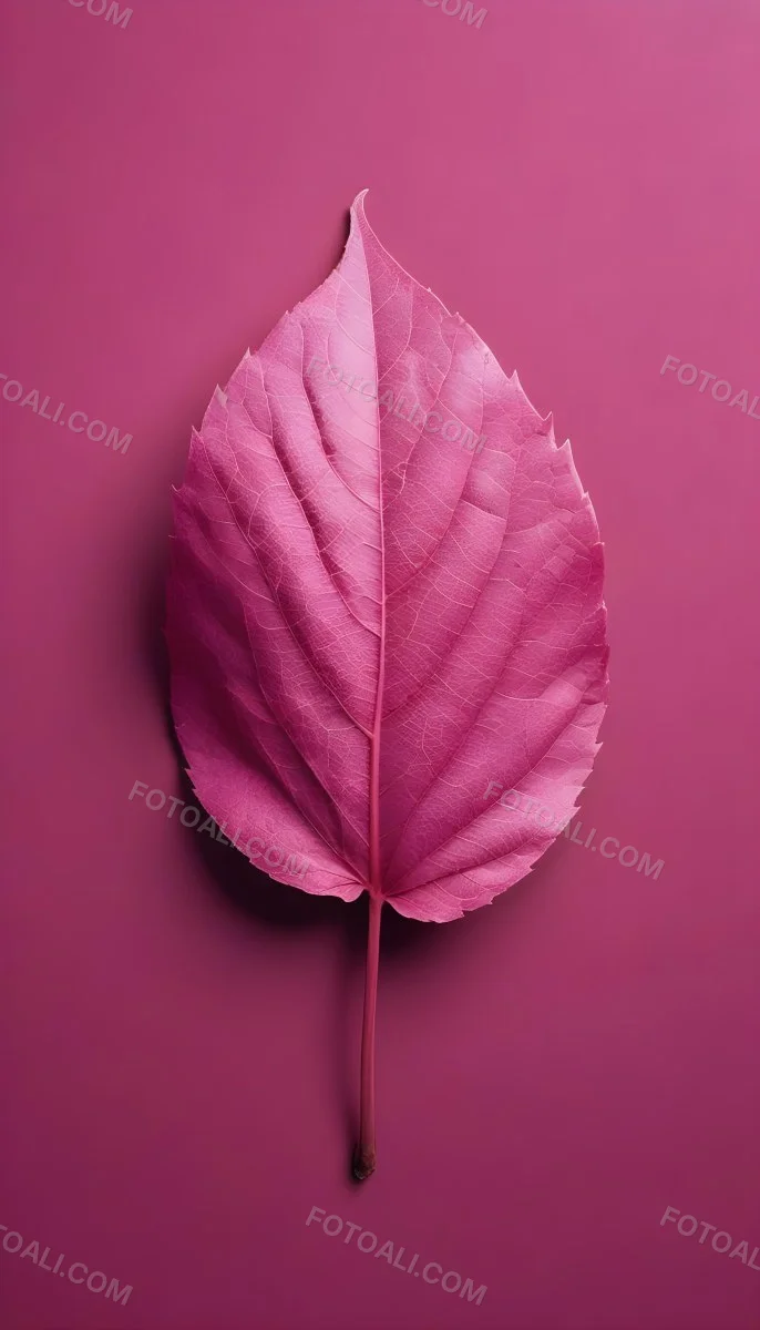 A Closeup Of A Vibrant Pink Leaf Against A Solid P 95 D49a