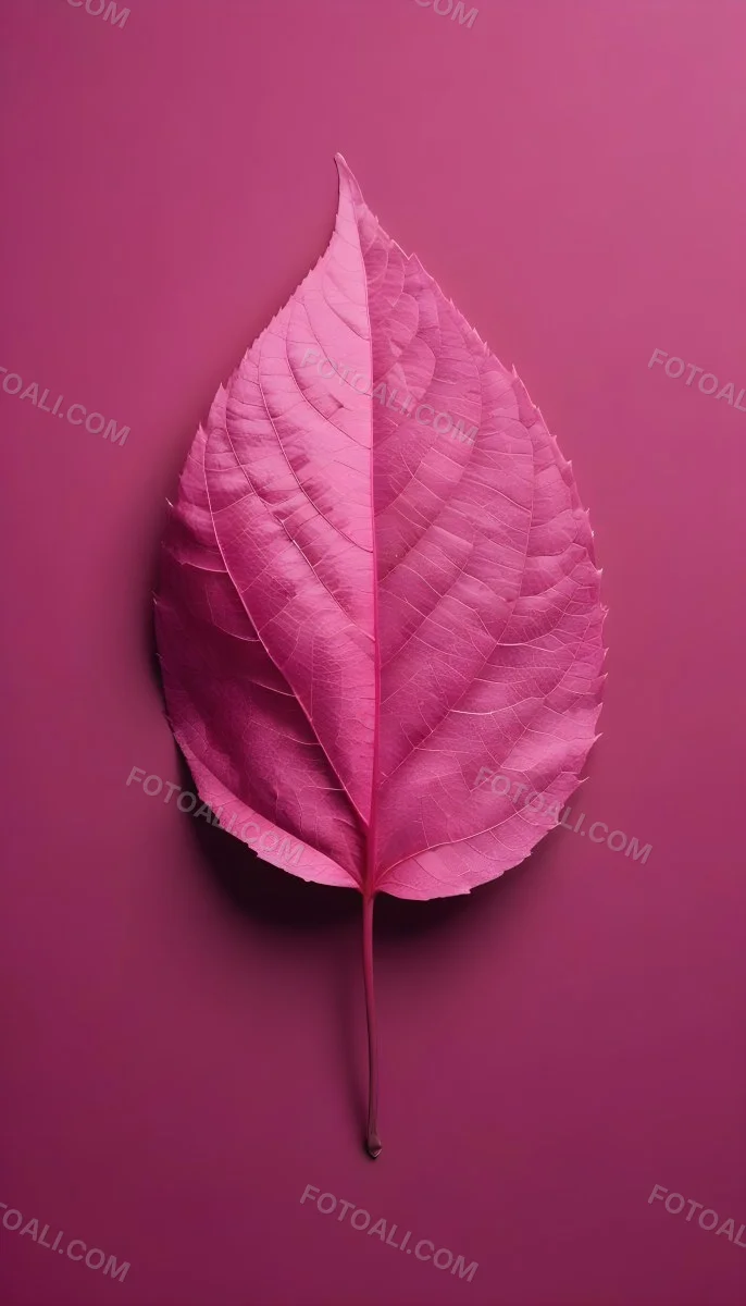 A Closeup Of A Vibrant Pink Leaf Against A Solid P 96 Aad1