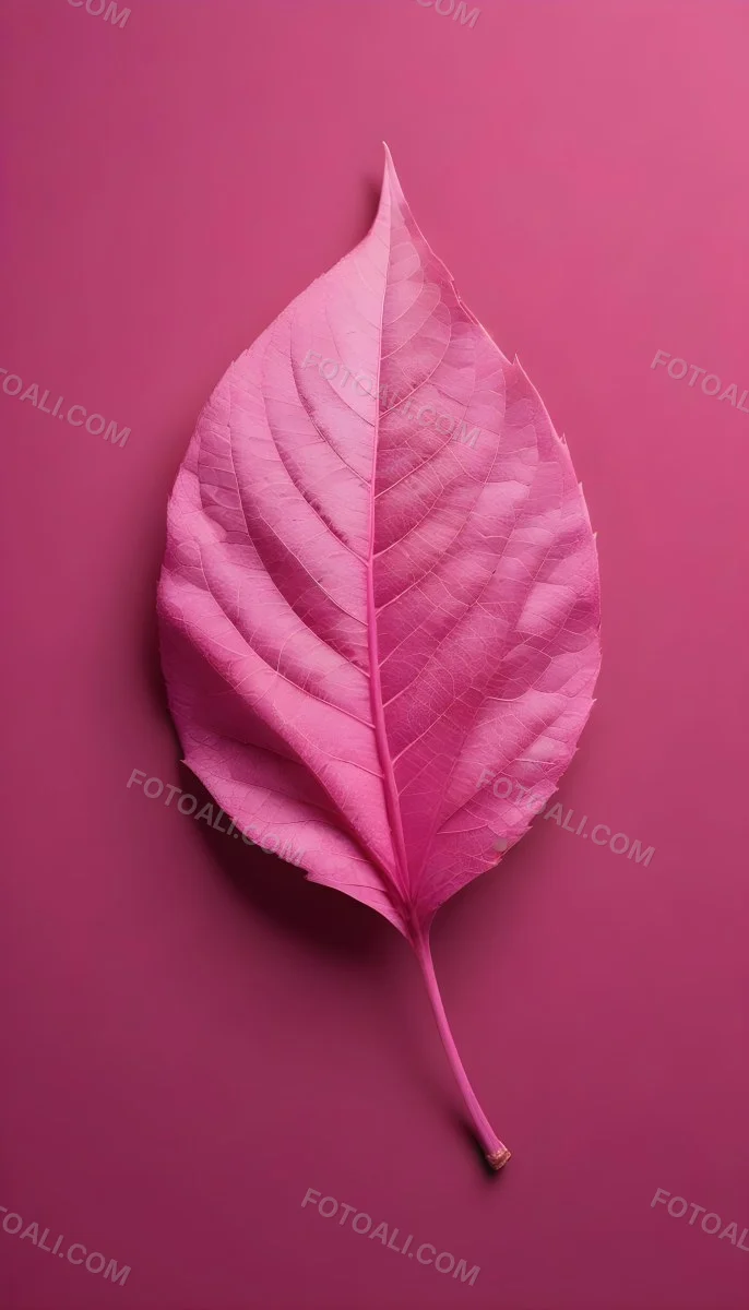 A Closeup Of A Vibrant Pink Leaf Against A Solid P 97 5fb6