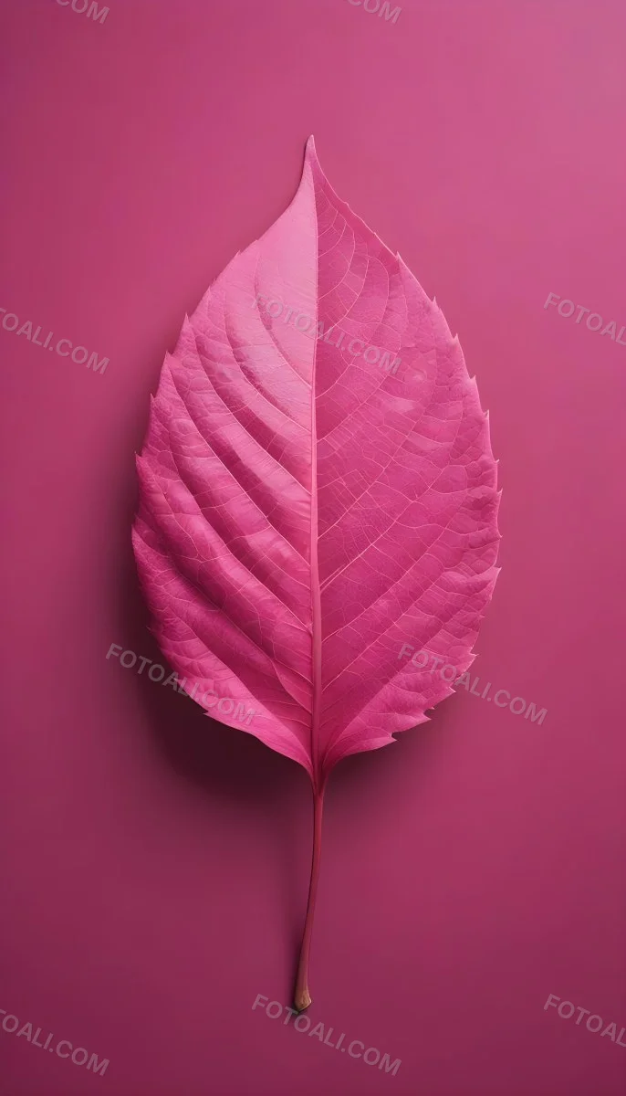 A Closeup Of A Vibrant Pink Leaf Against A Solid P 99 Af8d