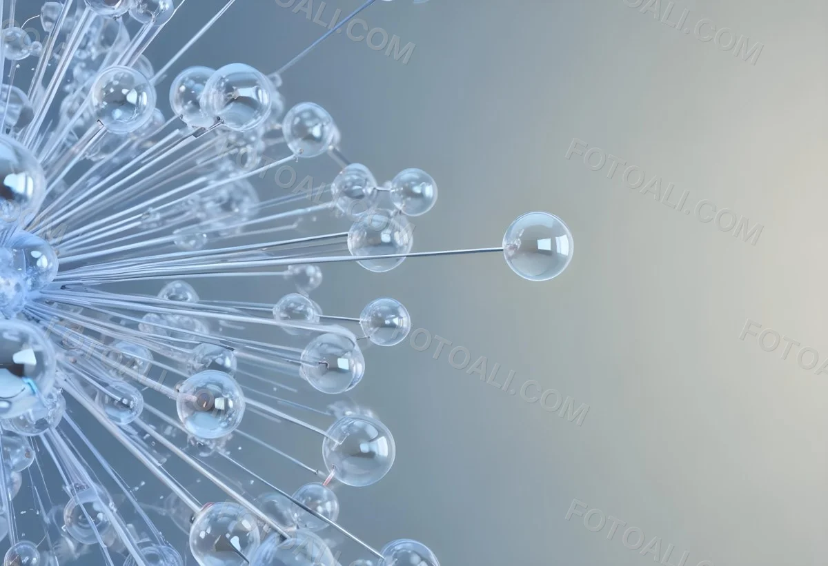 A Cluster Of Transparent Spheres Connected By Thin Rods Creating A Complex Network Soft Blue And Gray Gradient Background 15 27ca