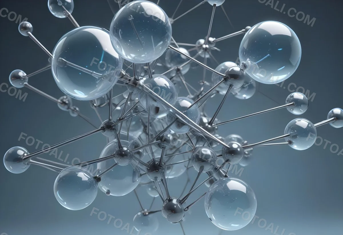 A Cluster Of Transparent Spheres Connected By Thin Rods Creating A Complex Network Soft Blue And Gray Gradient Background 28 Ab4c