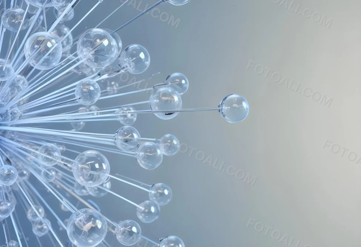 A Cluster Of Transparent Spheres Connected By Thin Rods Creating A Complex Network Soft Blue And Gray Gradient Background 6 4b60