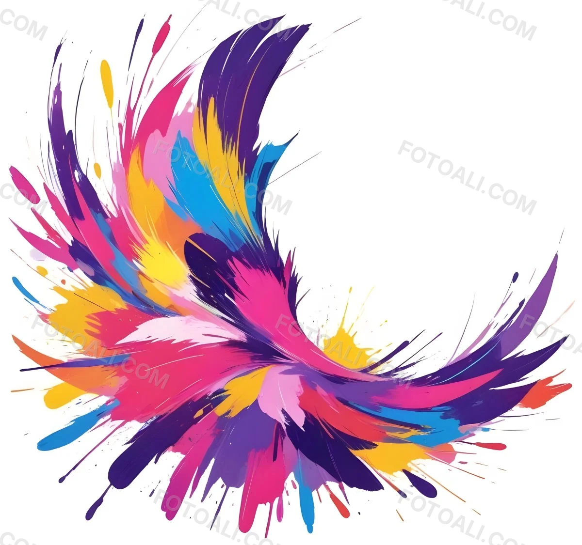 A Colorful Bird With Vibrant Feathers In Shades Of Purple Pink Orange And Yellow The Bird Has A Simple Stylized Design With Abstract Patterns And Shapes Forming Its Plumage The Background Is Plain White 2 311c
