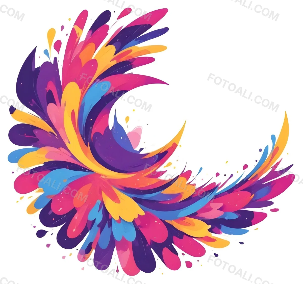 A Colorful Bird With Vibrant Feathers In Shades Of Purple Pink Orange And Yellow The Bird Has A Simple Stylized Design With Abstract Patterns And Shapes Forming Its Plumage The Background Is Plain White 58 F599