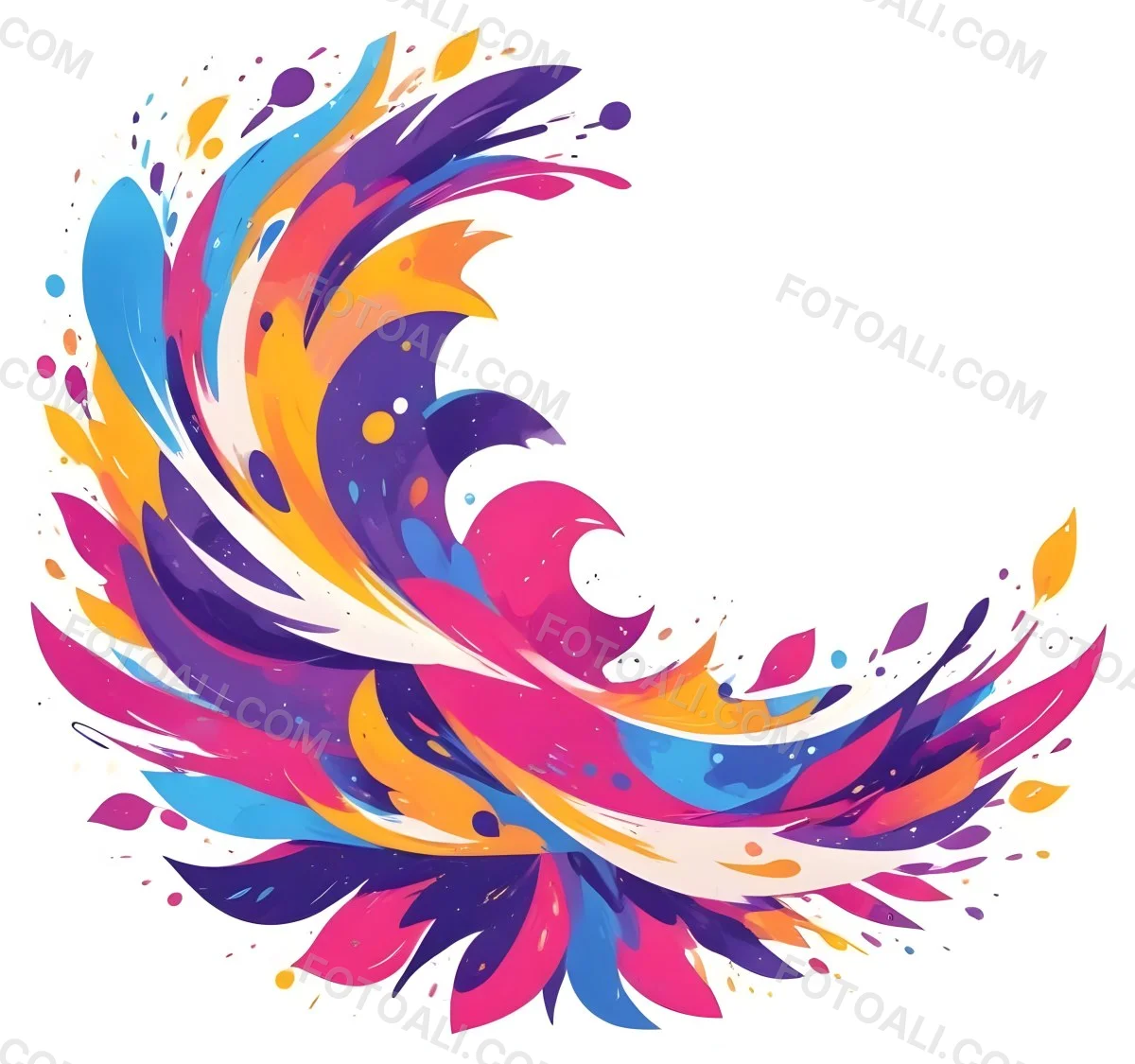 A Colorful Bird With Vibrant Feathers In Shades Of Purple Pink Orange And Yellow The Bird Has A Simple Stylized Design With Abstract Patterns And Shapes Forming Its Plumage The Background Is Plain White 60 0877