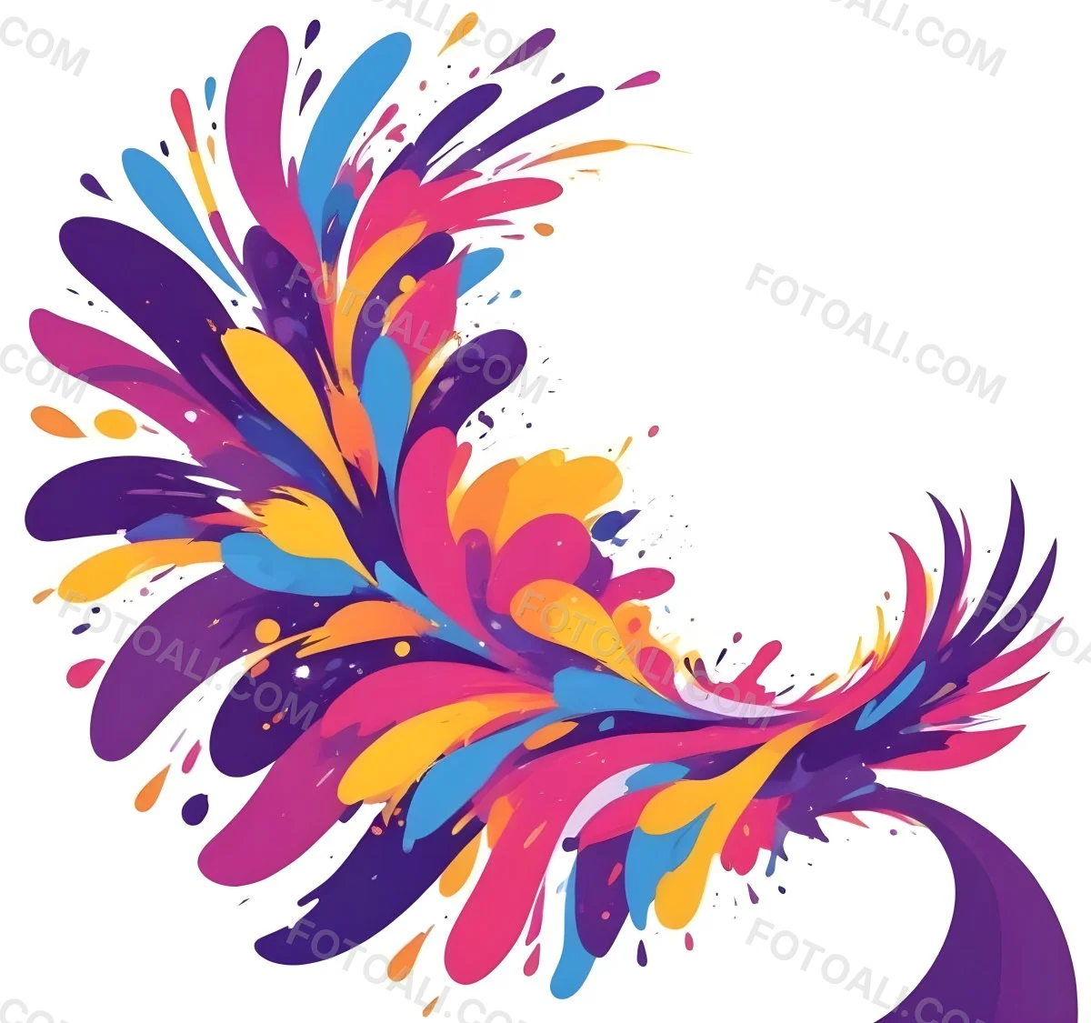 A Colorful Bird With Vibrant Feathers In Shades Of Purple Pink Orange And Yellow The Bird Has A Simple Stylized Design With Abstract Patterns And Shapes Forming Its Plumage The Background Is Plain White 64 28e3