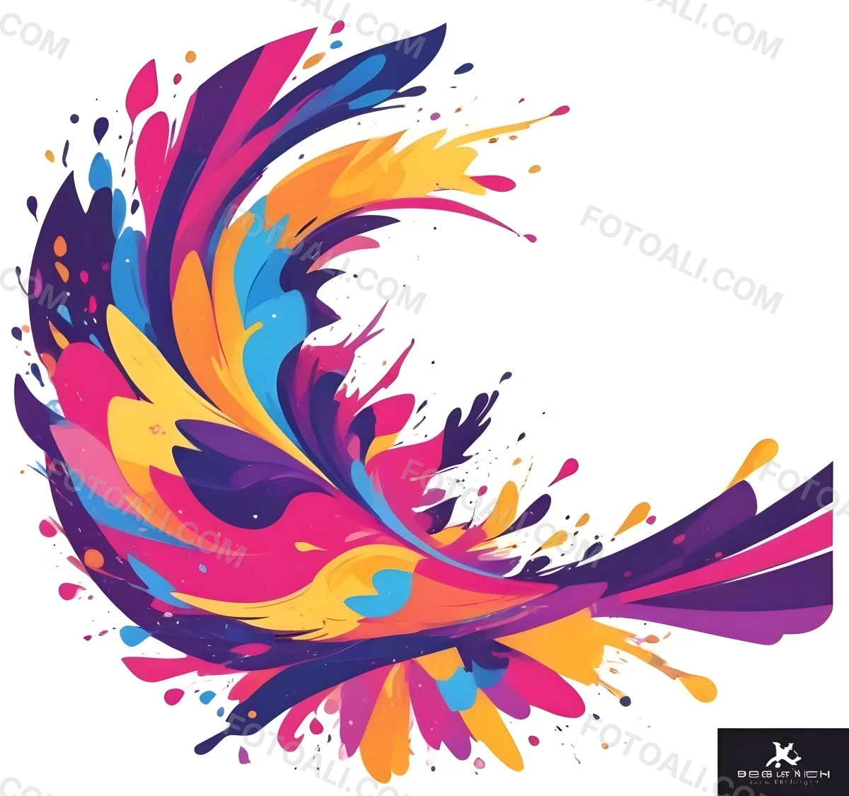 A Colorful Bird With Vibrant Feathers In Shades Of Purple Pink Orange And Yellow The Bird Has A Simple Stylized Design With Abstract Patterns And Shapes Forming Its Plumage The Background Is Plain White 67 6990