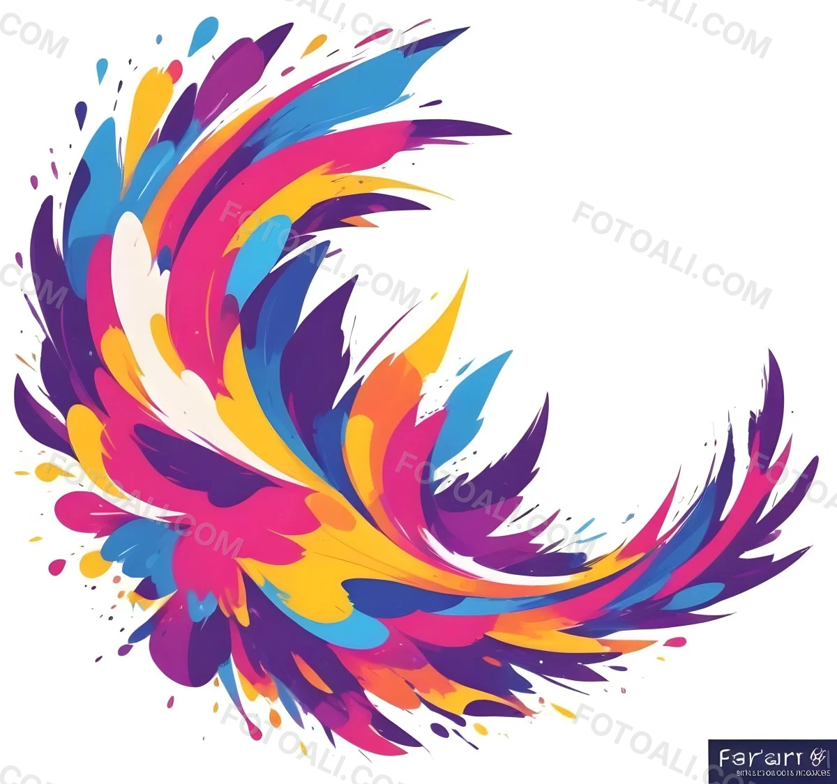A Colorful Bird With Vibrant Feathers In Shades Of Purple Pink Orange And Yellow The Bird Has A Simple Stylized Design With Abstract Patterns And Shapes Forming Its Plumage The Background Is Plain White 69 F6da