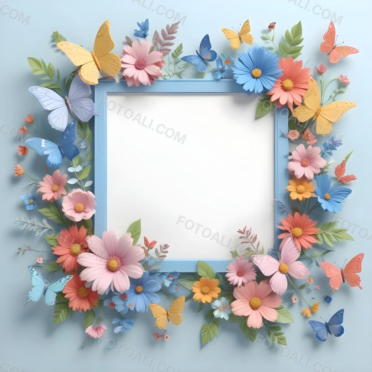 A Colorful Floral Frame With Vibrant Orange Yellow And Purple Flowers Surrounded By Green Leaves And Foliage Against A Dark Green Background 691 31cc