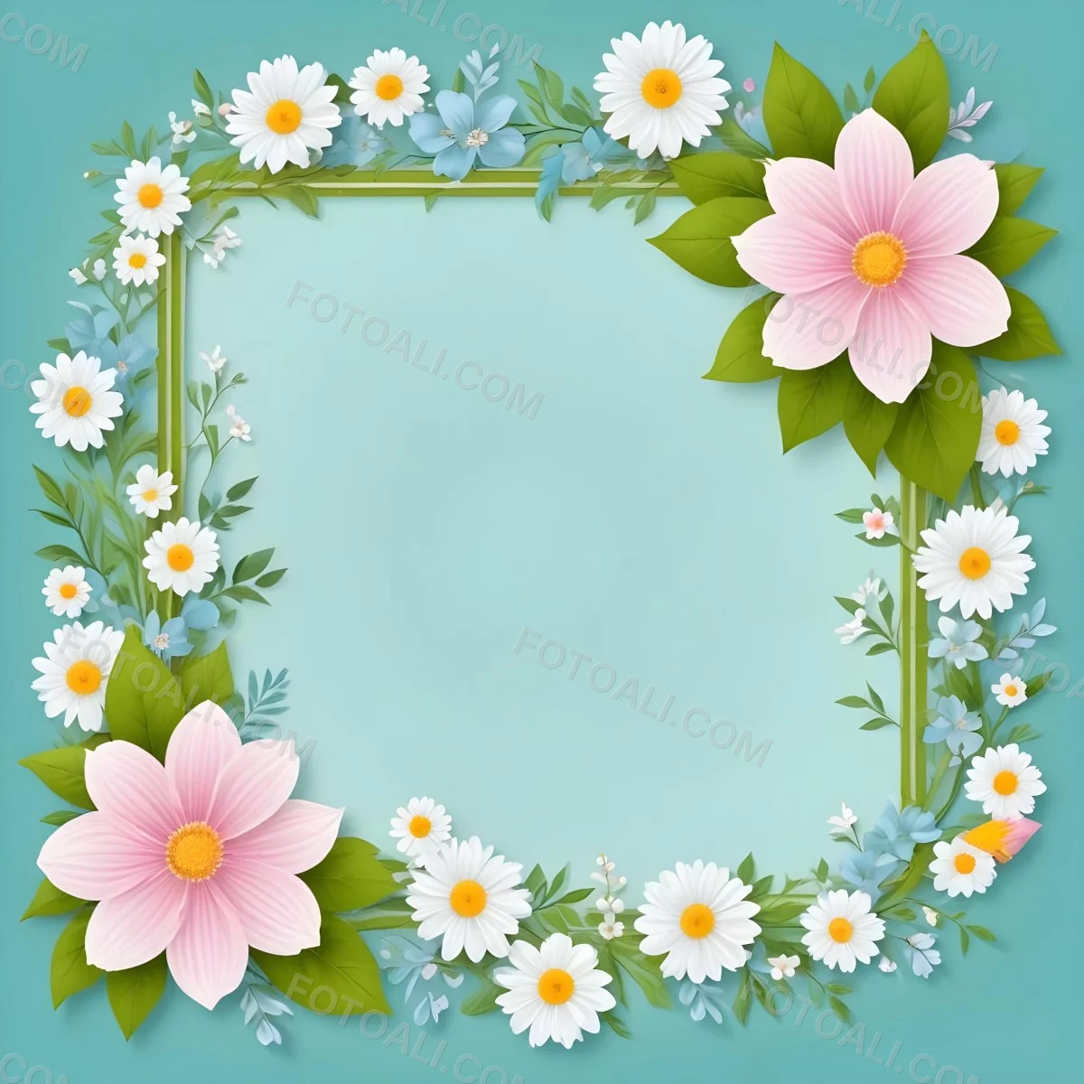 A Colorful Floral Frame With Vibrant Orange Yellow And Purple Flowers Surrounded By Green Leaves And Foliage Against A Dark Green Background 8 77b8