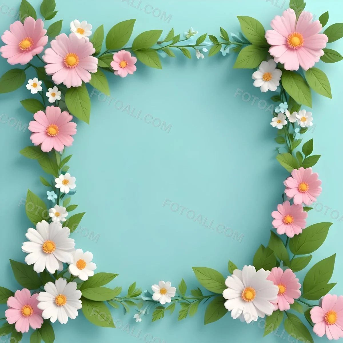 A Colorful Floral Frame With Vibrant Orange Yellow And Purple Flowers Surrounded By Green Leaves And Foliage Against A Dark Green Background 84 2304