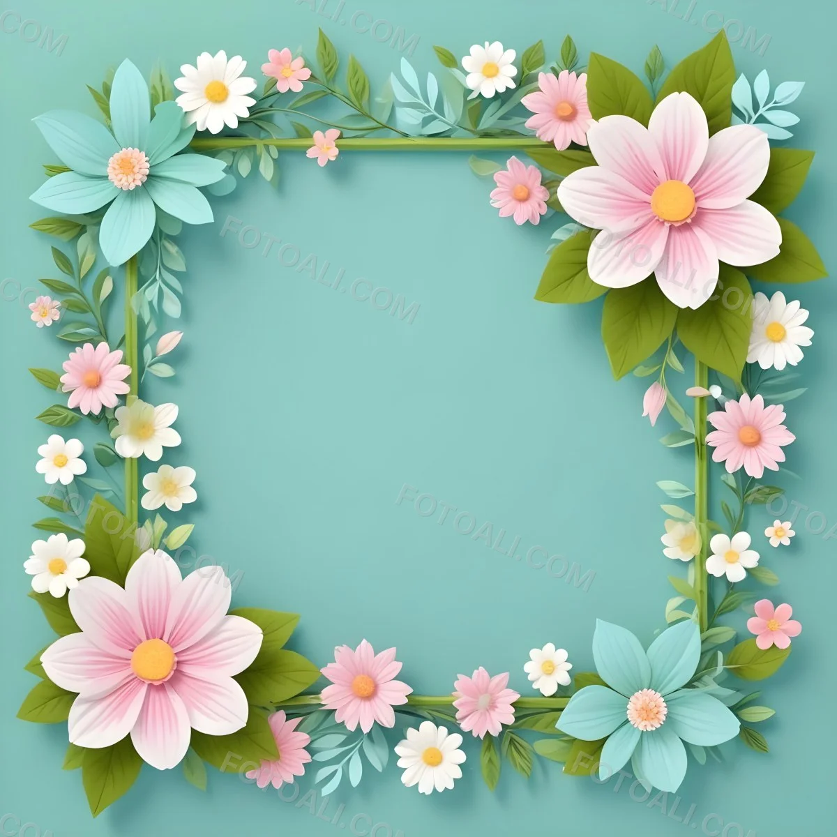A Colorful Floral Frame With Vibrant Orange Yellow And Purple Flowers Surrounded By Green Leaves And Foliage Against A Dark Green Background 92 Da86
