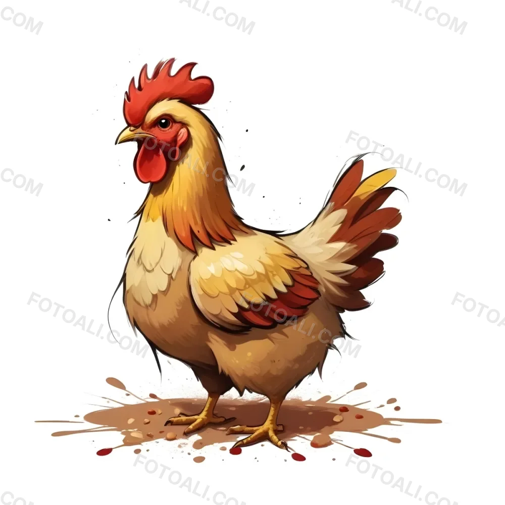 A Colorful Rooster With Vibrant Red Comb And Wattle White And Brown Feathers Standing On A Dirt Ground 26 1f93