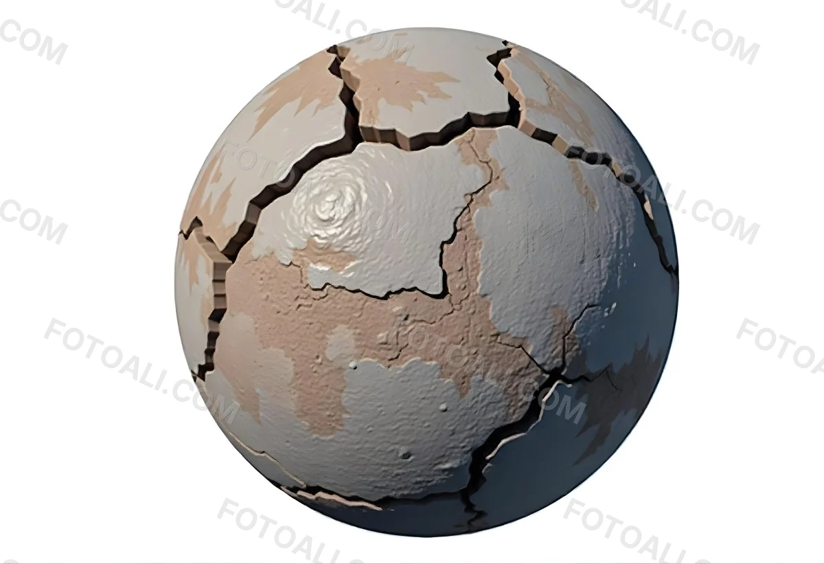 A Cracked Planet With A Dry Barren Surface Deep Fissures And Crevices Desolate Landscape Isolated On A White Background Global Environmental Issues 11 2bf4