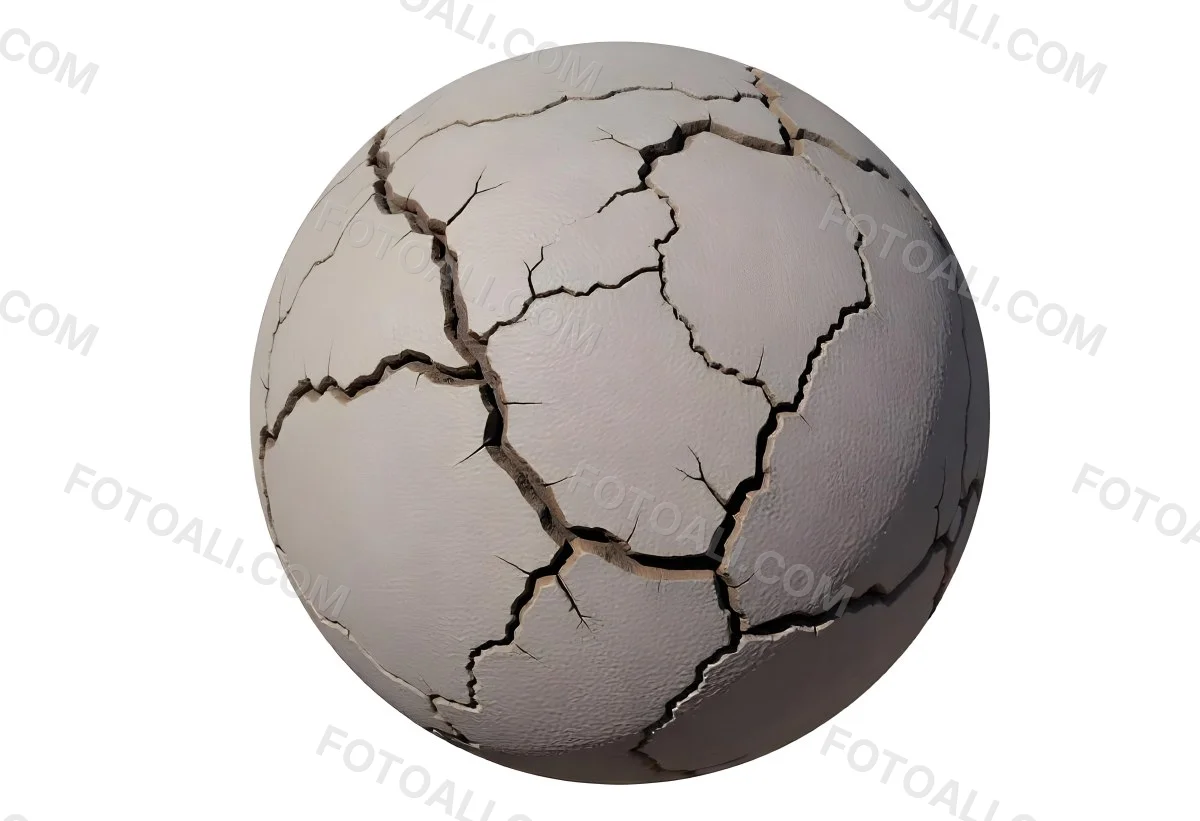 A Cracked Planet With A Dry Barren Surface Deep Fissures And Crevices Desolate Landscape Isolated On A White Background Global Environmental Issues 15 50cc