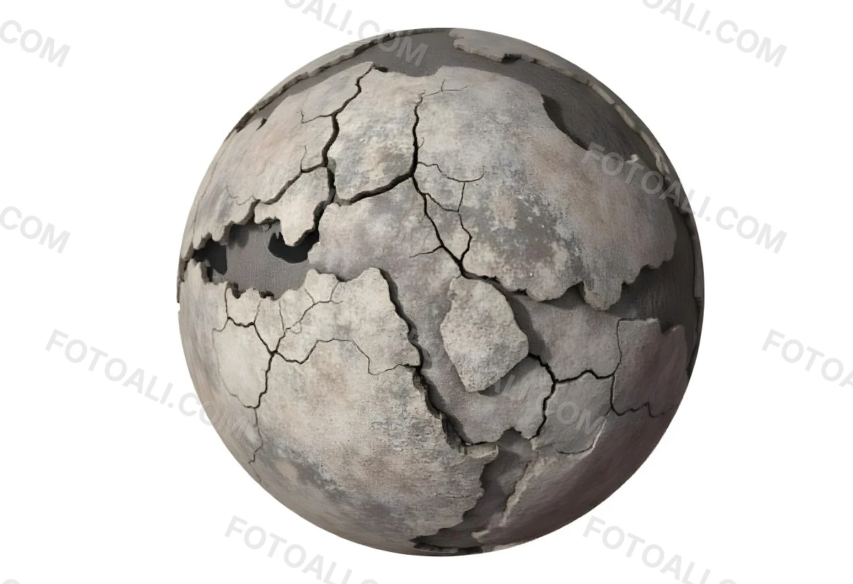 A Cracked Planet With A Dry Barren Surface Deep Fissures And Crevices Desolate Landscape Isolated On A White Background Global Environmental Issues 2 Da76