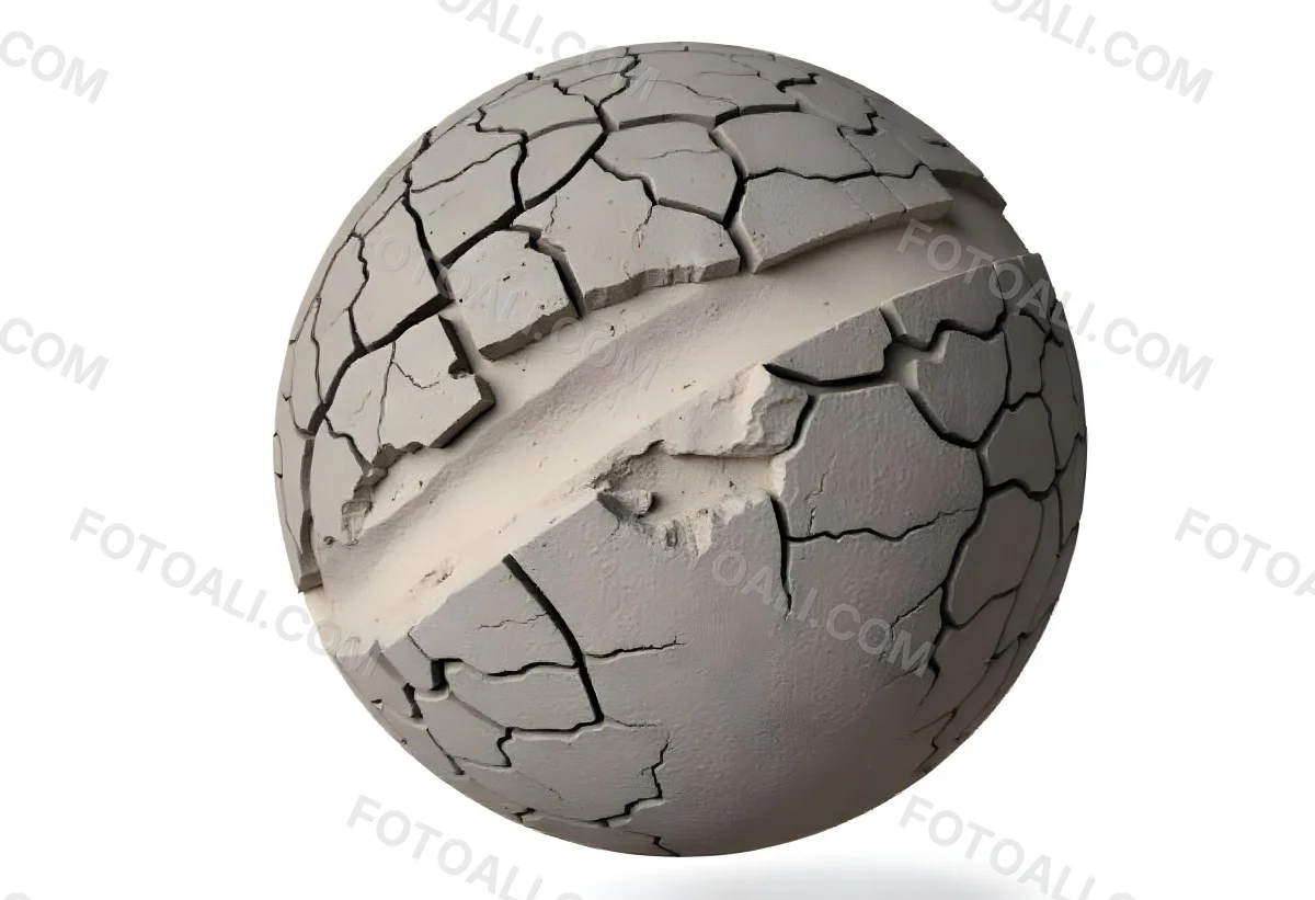 A Cracked Planet With A Dry Barren Surface Deep Fissures And Crevices Desolate Landscape Isolated On A White Background Global Environmental Issues 6 89c2