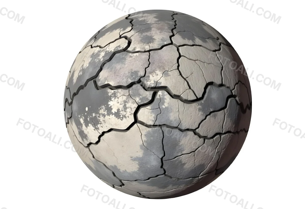 A Cracked Planet With A Dry Barren Surface Deep Fissures And Crevices Desolate Landscape Isolated On A White Background Global Environmental Issues 7 0e5f