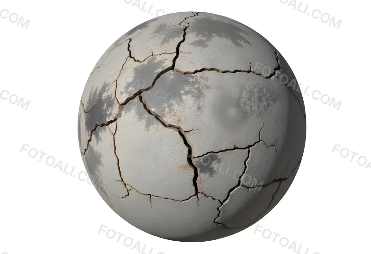 A Cracked Planet With A Dry Barren Surface Deep Fissures And Crevices Desolate Landscape Isolated On A White Background Global Environmental Issues 8 C0a7