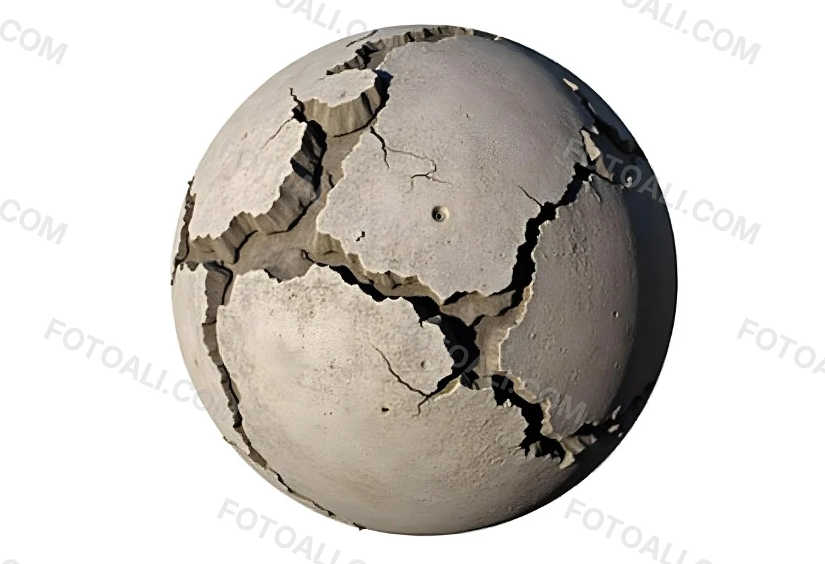 A Cracked Planet With A Dry Barren Surface Deep Fissures And Crevices Desolate Landscape Isolated On A White Background Global Environmental Issues 9 4a4a