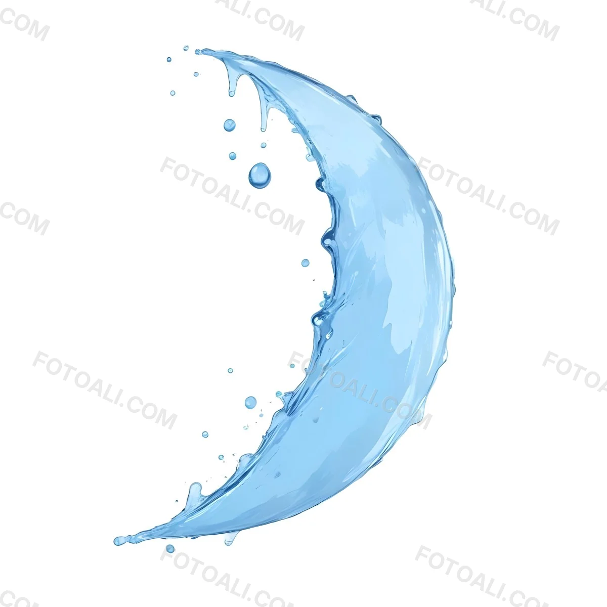 A Crescent Moon Shaped Splash Of Water Light Blue Color Isolated On A White Background Dynamic Movement Refreshing And Clean 30 1314
