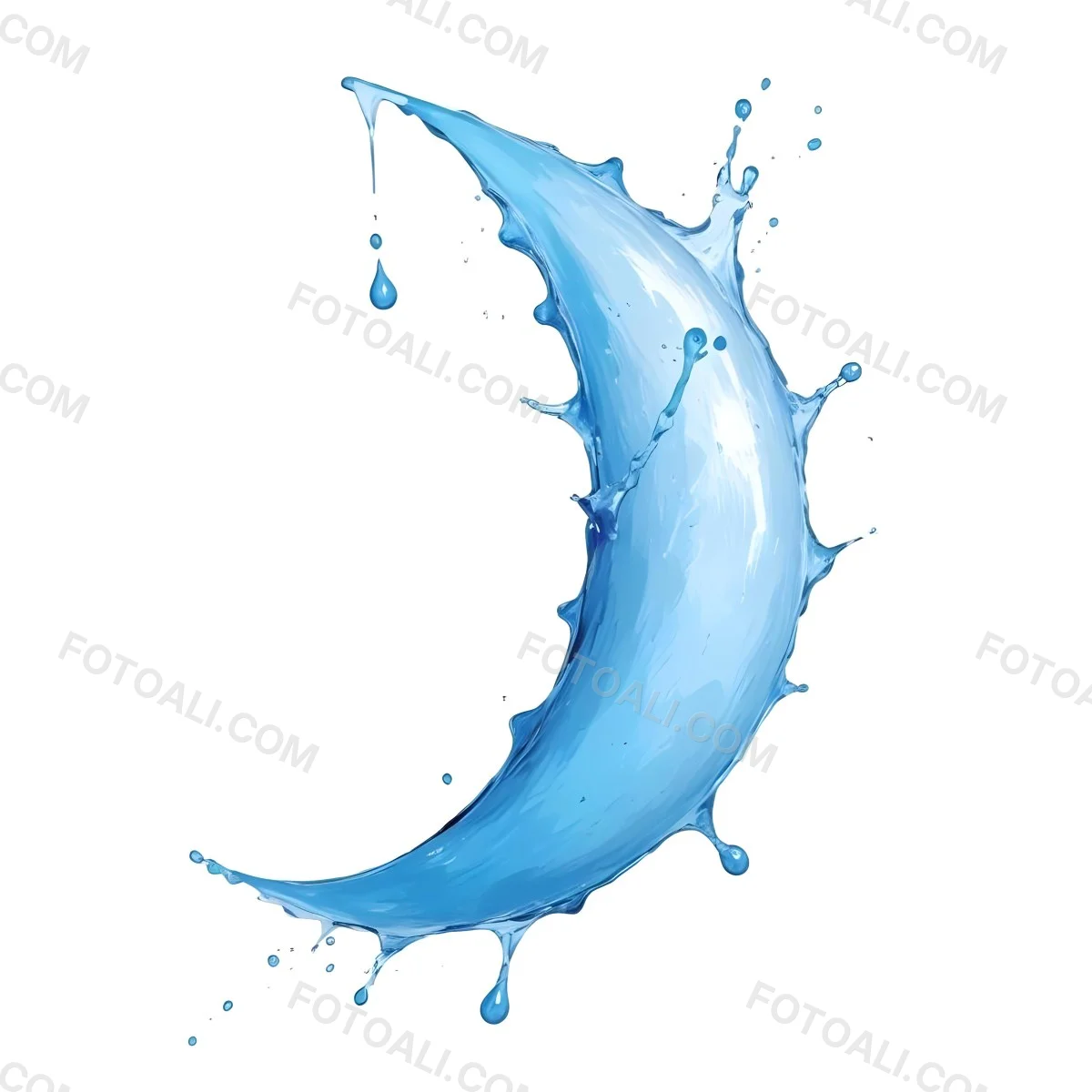A Crescent Moon Shaped Splash Of Water Light Blue Color Isolated On A White Background Dynamic Movement Refreshing And Clean 42 C377