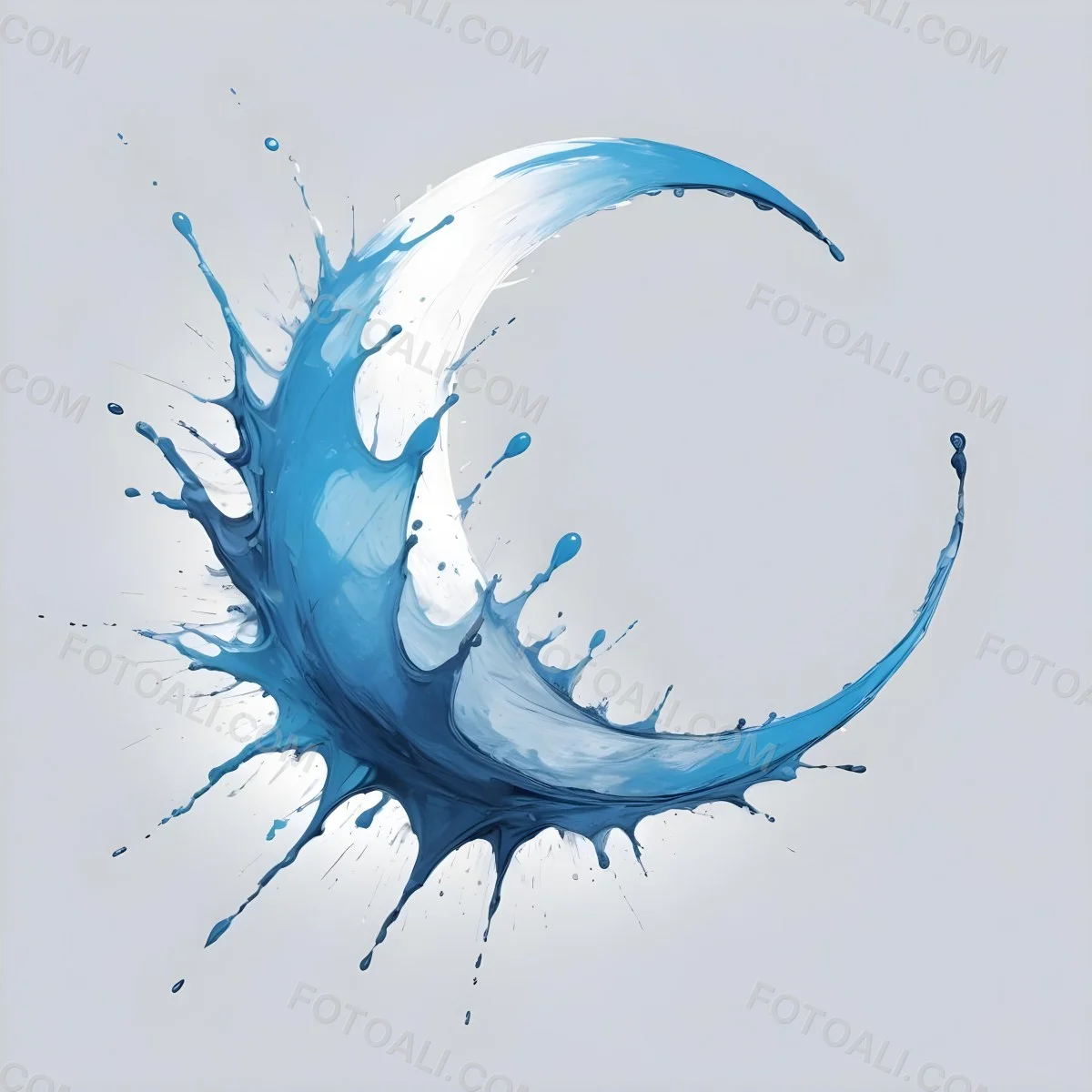 A Crescent Moon Shaped Splash Of Water Light Blue Color Isolated On A White Background Dynamic Movement Refreshing And Clean 43 410a