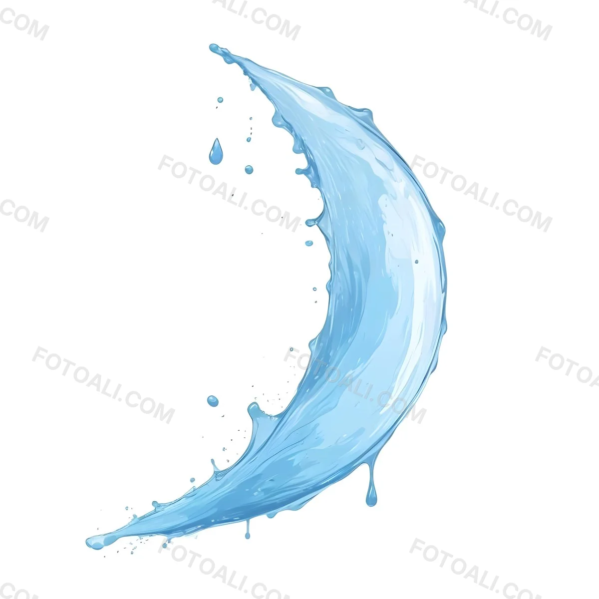 A Crescent Moon Shaped Splash Of Water Light Blue Color Isolated On A White Background Dynamic Movement Refreshing And Clean 48 1704