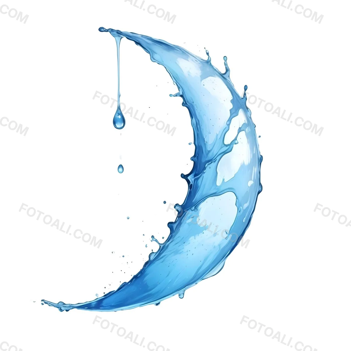 A Crescent Moon Shaped Splash Of Water Light Blue Color Isolated On A White Background Dynamic Movement Refreshing And Clean 52 9e75