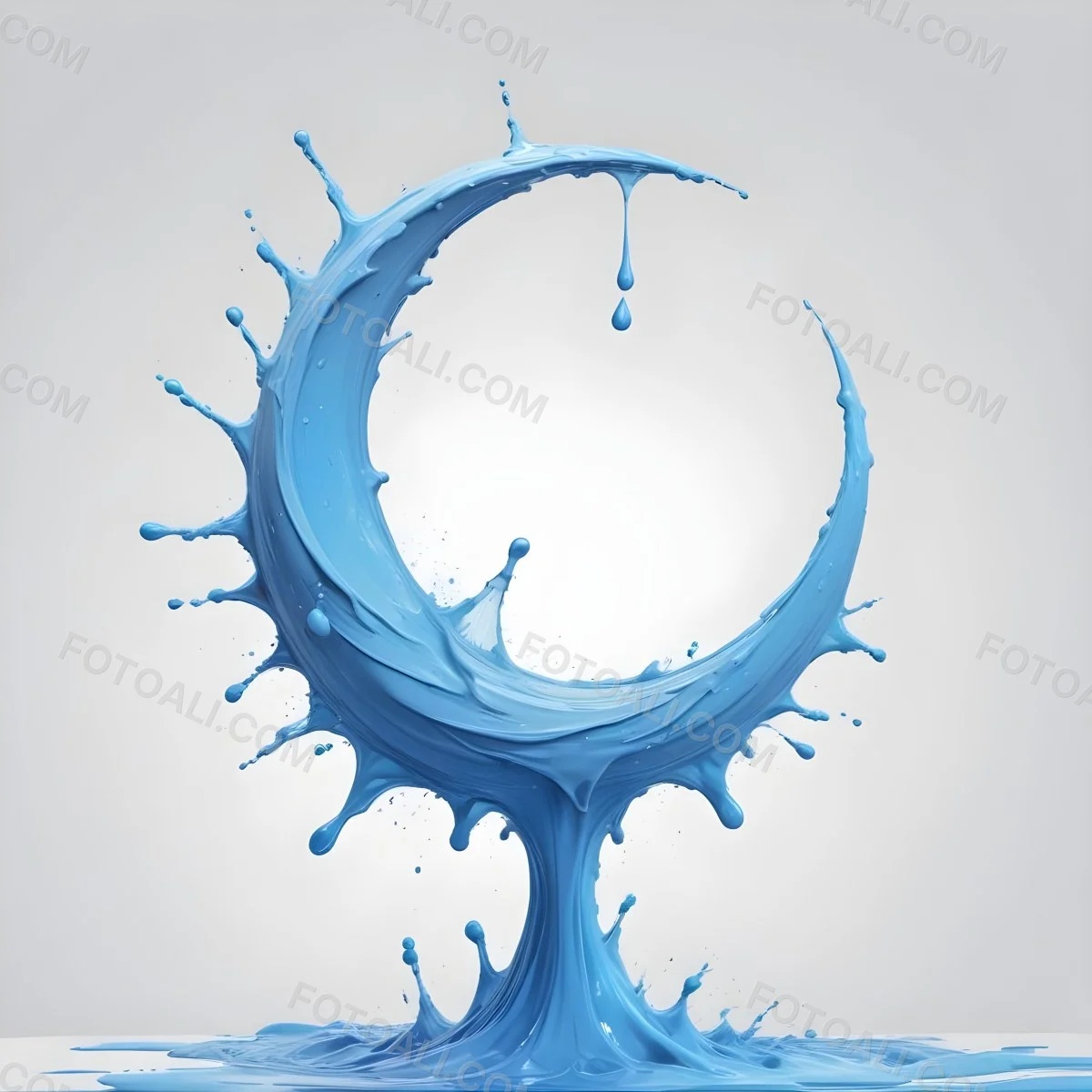 A Crescent Moon Shaped Splash Of Water Light Blue Color Isolated On A White Background Dynamic Movement Refreshing And Clean 54 Fa76