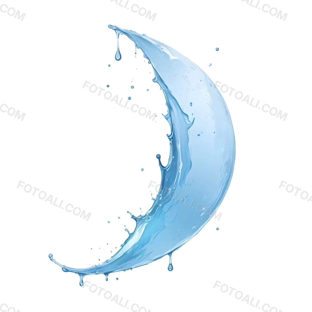 A Crescent Moon Shaped Splash Of Water Light Blue Color Isolated On A White Background Dynamic Movement Refreshing And Clean 57 Abe6