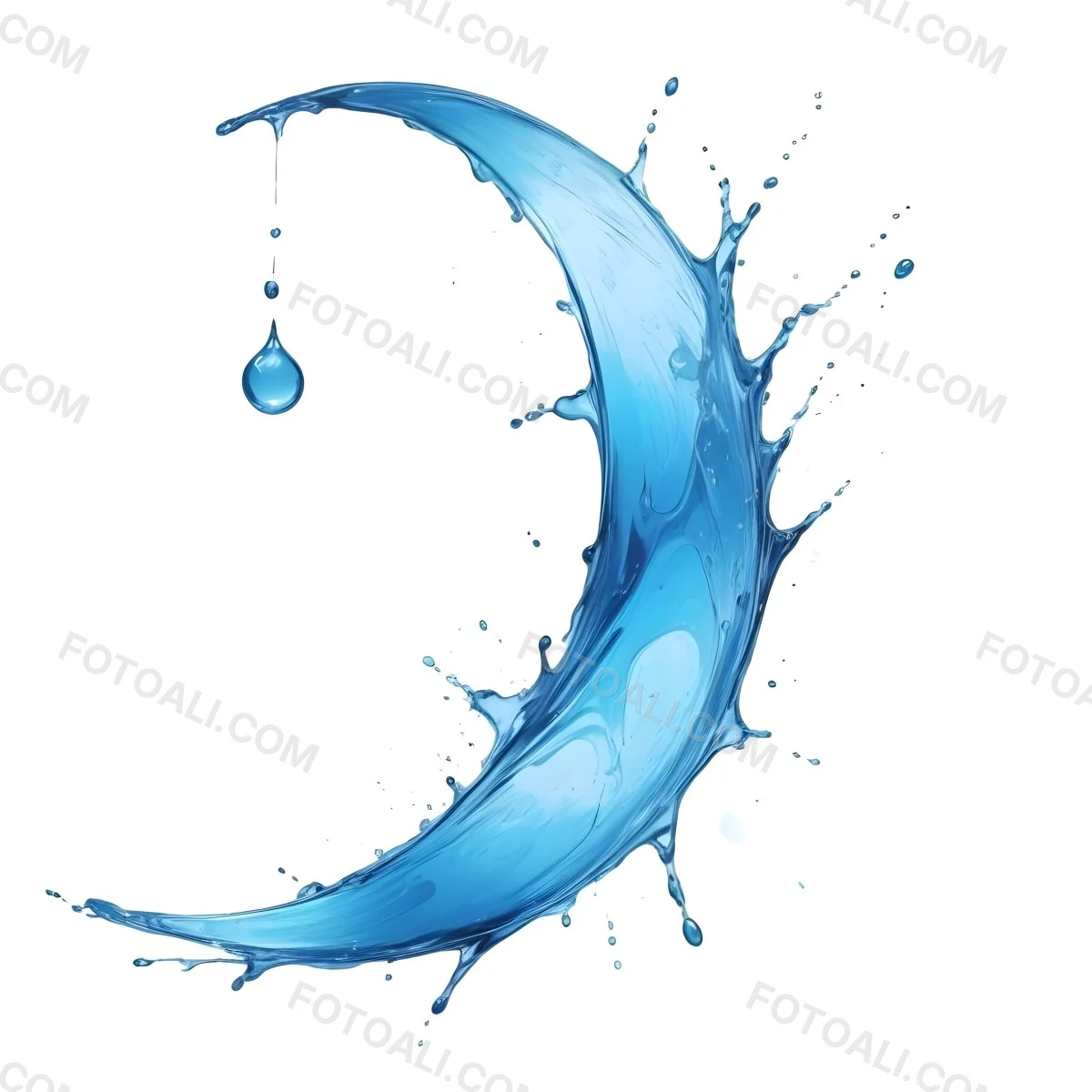 A Crescent Moon Shaped Splash Of Water Light Blue Color Isolated On A White Background Dynamic Movement Refreshing And Clean 6 7aa9