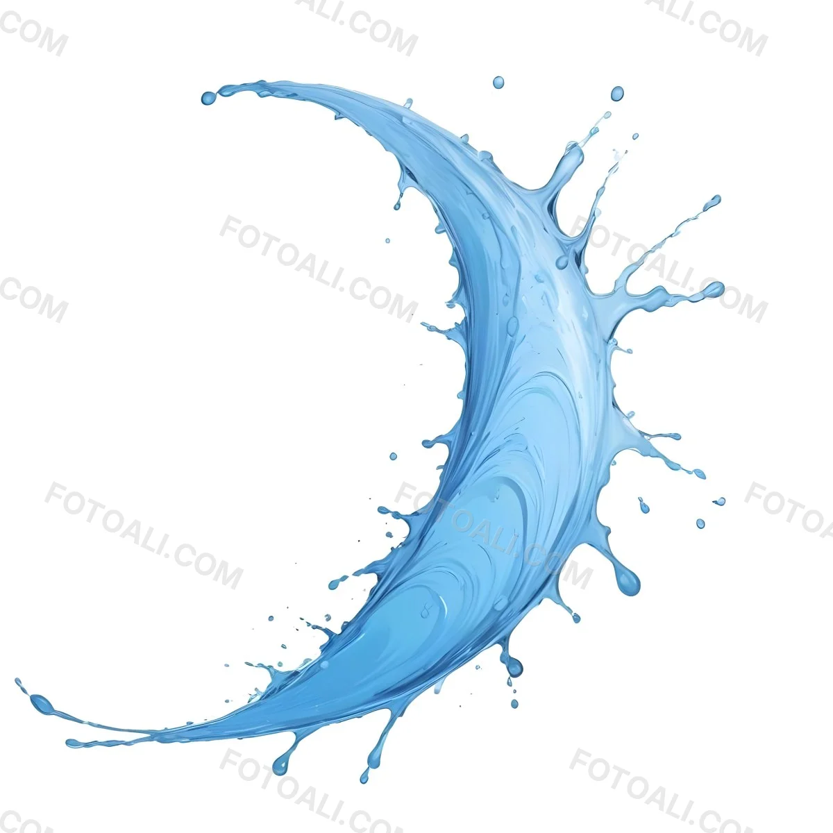 A Crescent Moon Shaped Splash Of Water Light Blue Color Isolated On A White Background Dynamic Movement Refreshing And Clean 7 8696