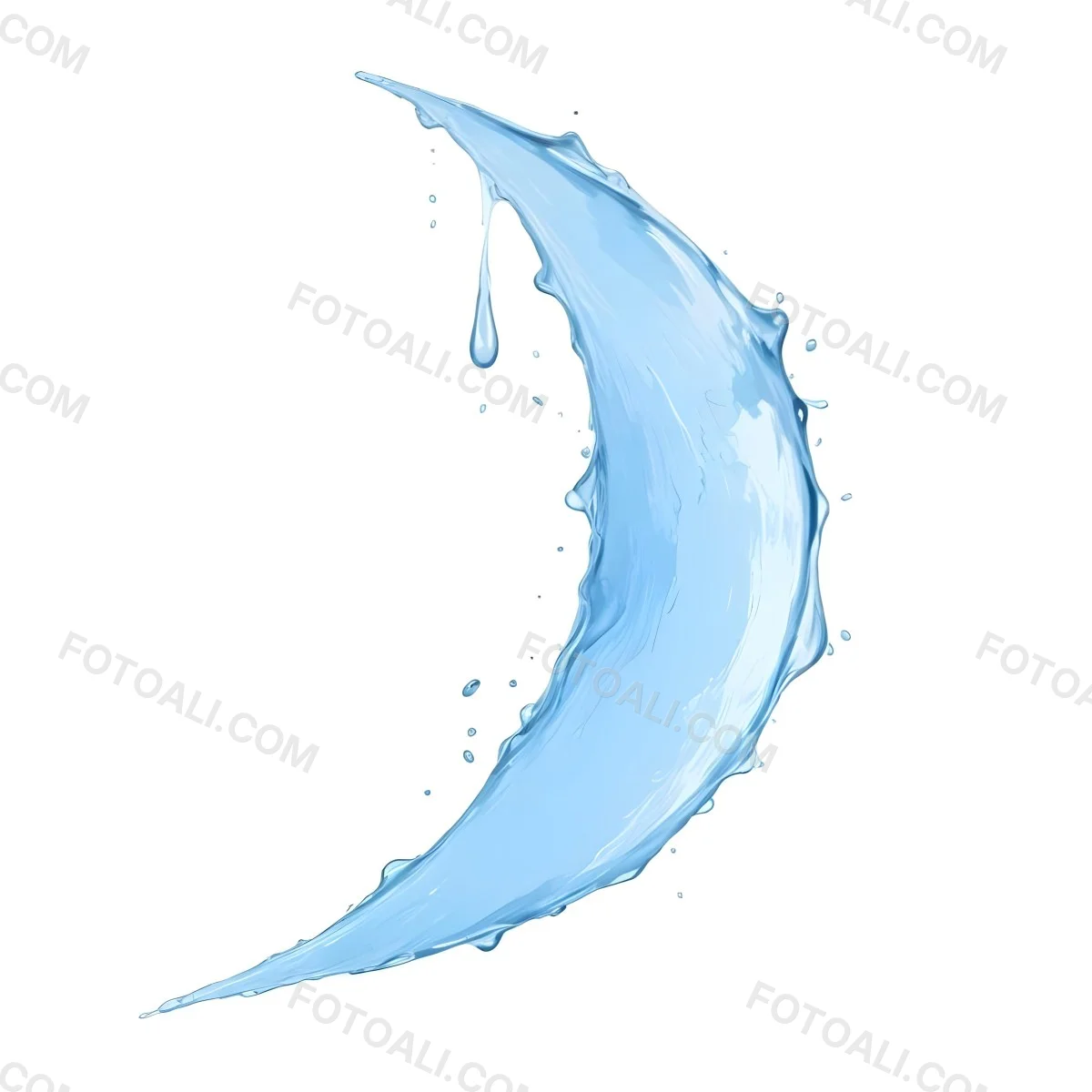 A Crescent Moon Shaped Splash Of Water Light Blue Color Isolated On A White Background Dynamic Movement Refreshing And Clean 9 F144