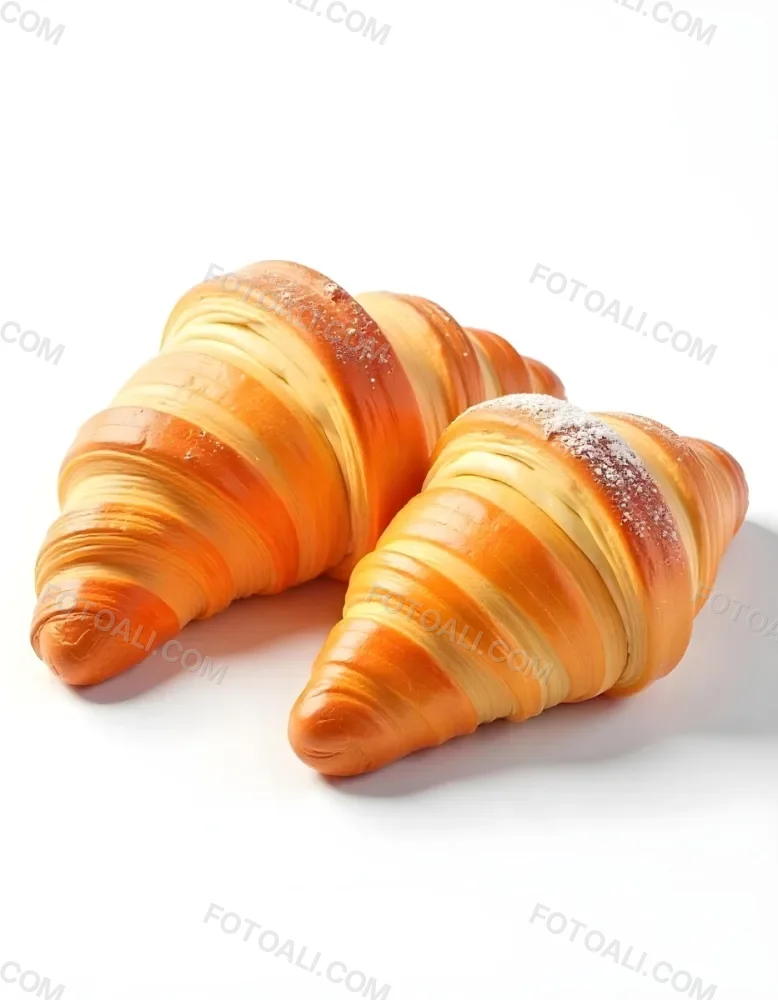 A Croissant And A Half Croissant Filled With Cream Both Covered With Sugar On A White Background 9 C83e
