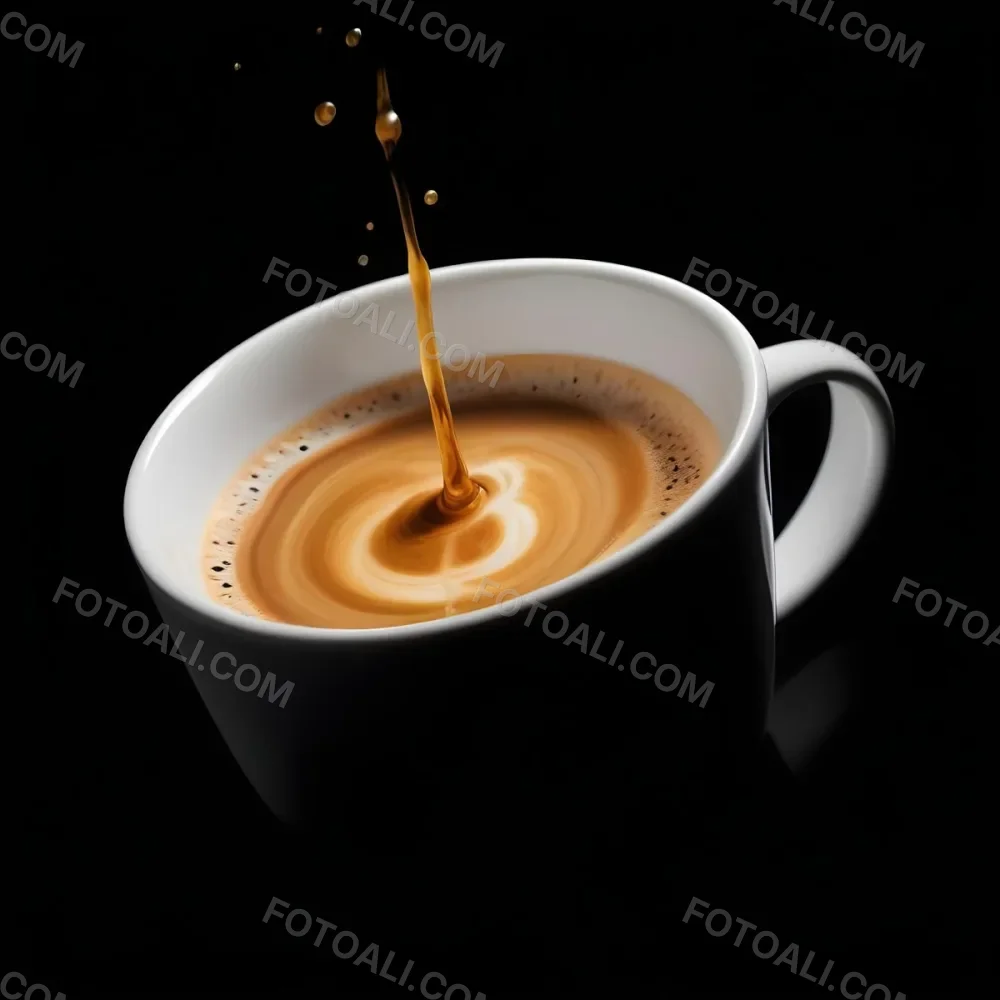 A Cup Of Coffee With A Splash White Liquid White Ceramic Mug Simple Composition Minimalist Style Dark Background Studio Shot High Contrast 1 F0e9