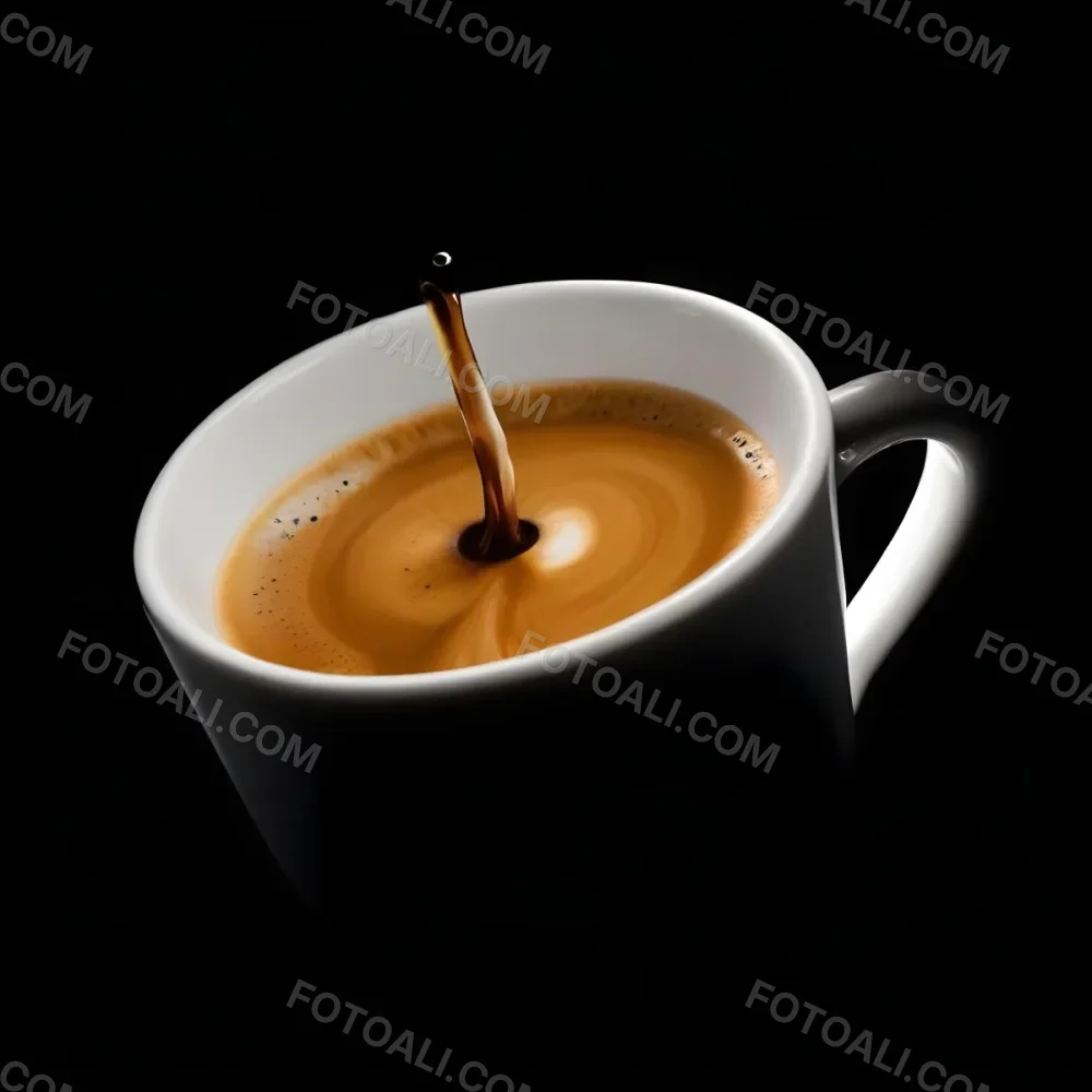 A Cup Of Coffee With A Splash White Liquid White Ceramic Mug Simple Composition Minimalist Style Dark Background Studio Shot High Contrast 19 8e3b
