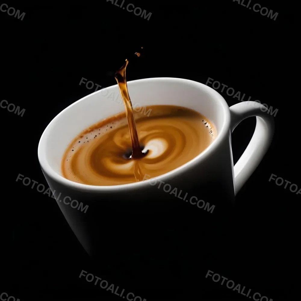 A Cup Of Coffee With A Splash White Liquid White Ceramic Mug Simple Composition Minimalist Style Dark Background Studio Shot High Contrast 23 3b1d