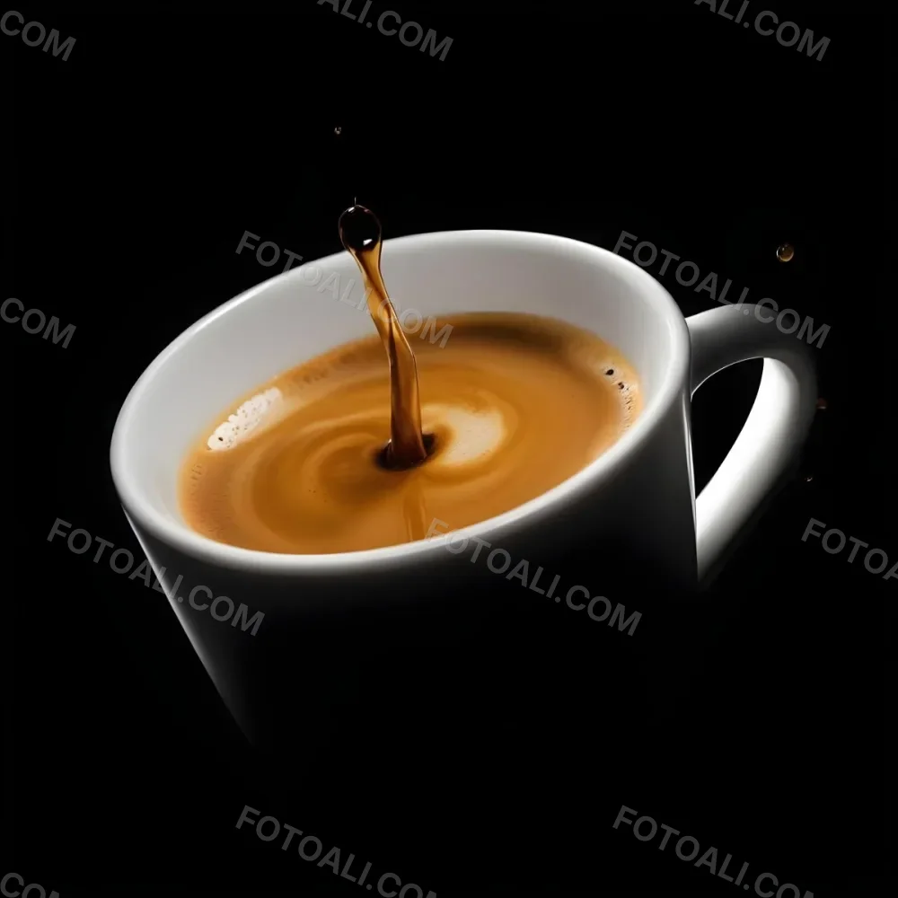 A Cup Of Coffee With A Splash White Liquid White Ceramic Mug Simple Composition Minimalist Style Dark Background Studio Shot High Contrast 4 C51a