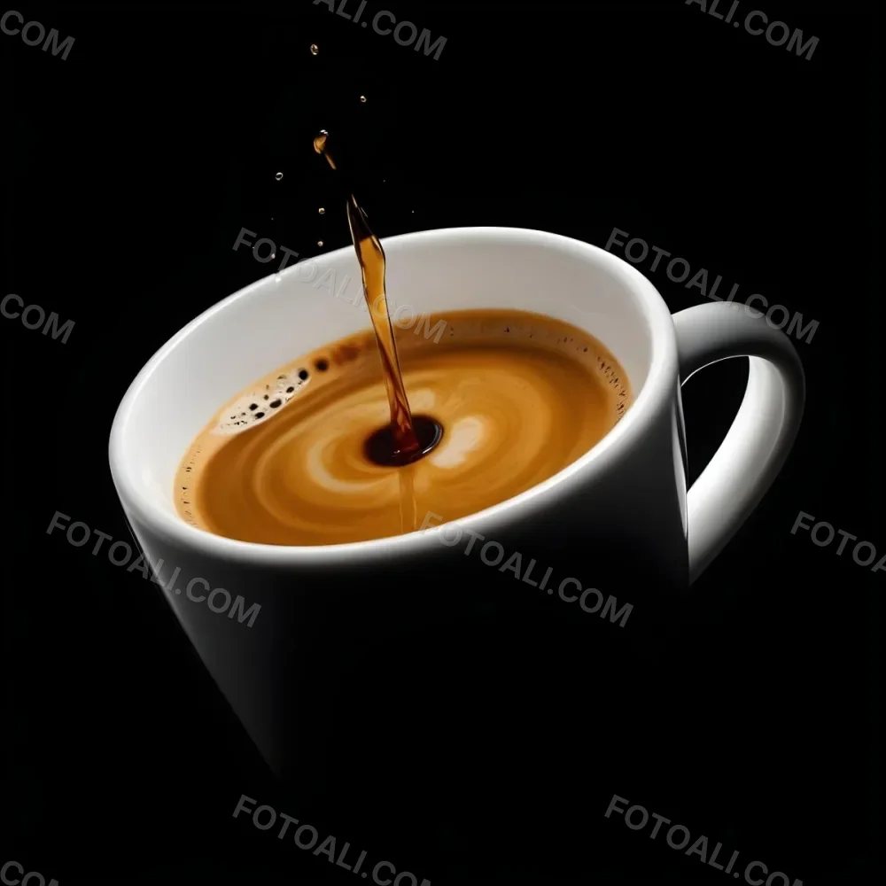 A Cup Of Coffee With A Splash White Liquid White Ceramic Mug Simple Composition Minimalist Style Dark Background Studio Shot High Contrast 4 E028