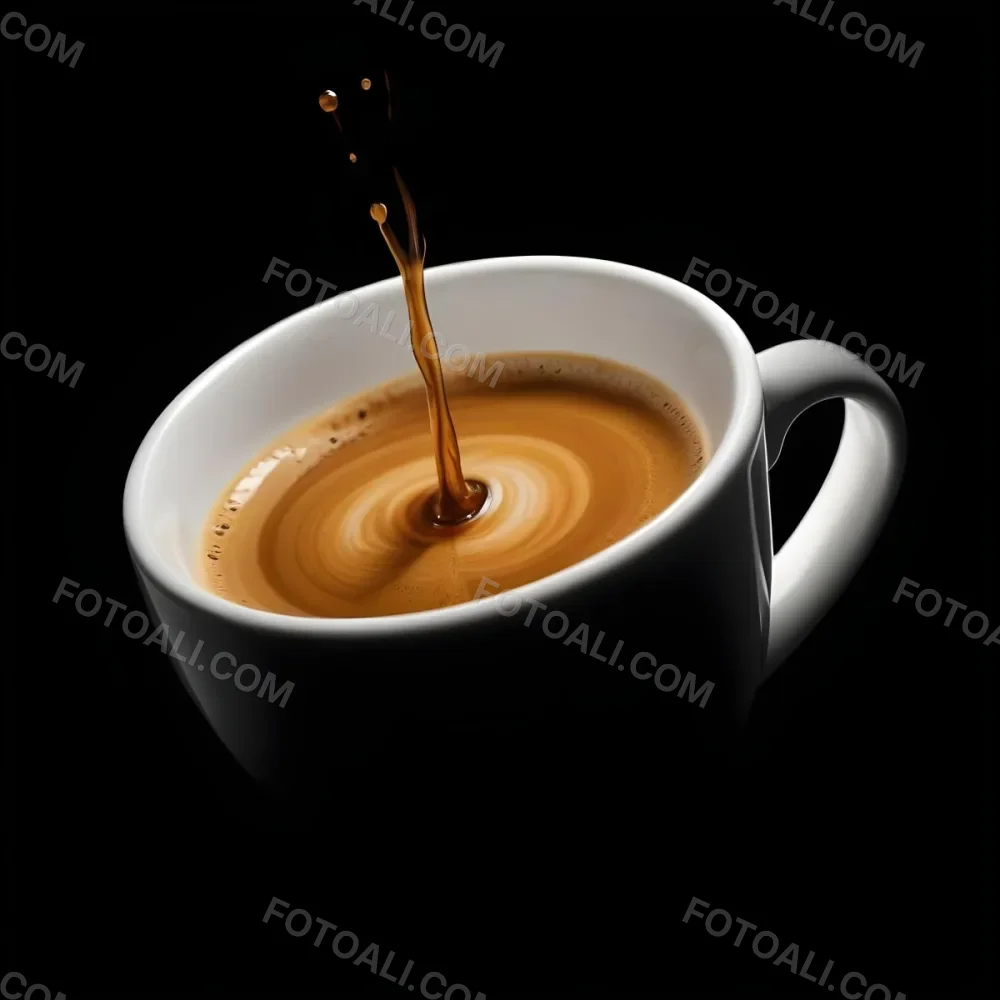 A Cup Of Coffee With A Splash White Liquid White Ceramic Mug Simple Composition Minimalist Style Dark Background Studio Shot High Contrast 6 C4c9