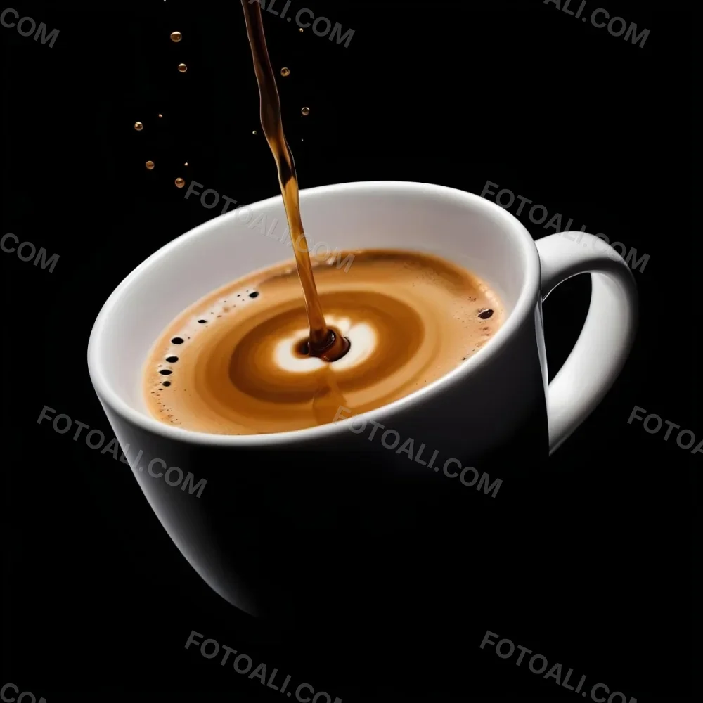 A Cup Of Coffee With A Splash White Liquid White Ceramic Mug Simple Composition Minimalist Style Dark Background Studio Shot High Contrast 8 8a5c