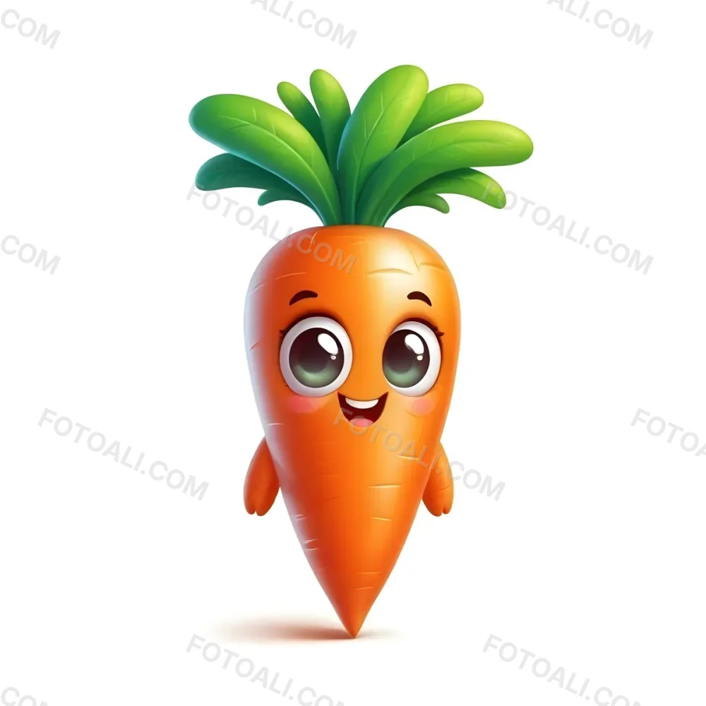 A Cute Cartoon Carrot With A Smiling Face And Green Leaves On Top 18 88da