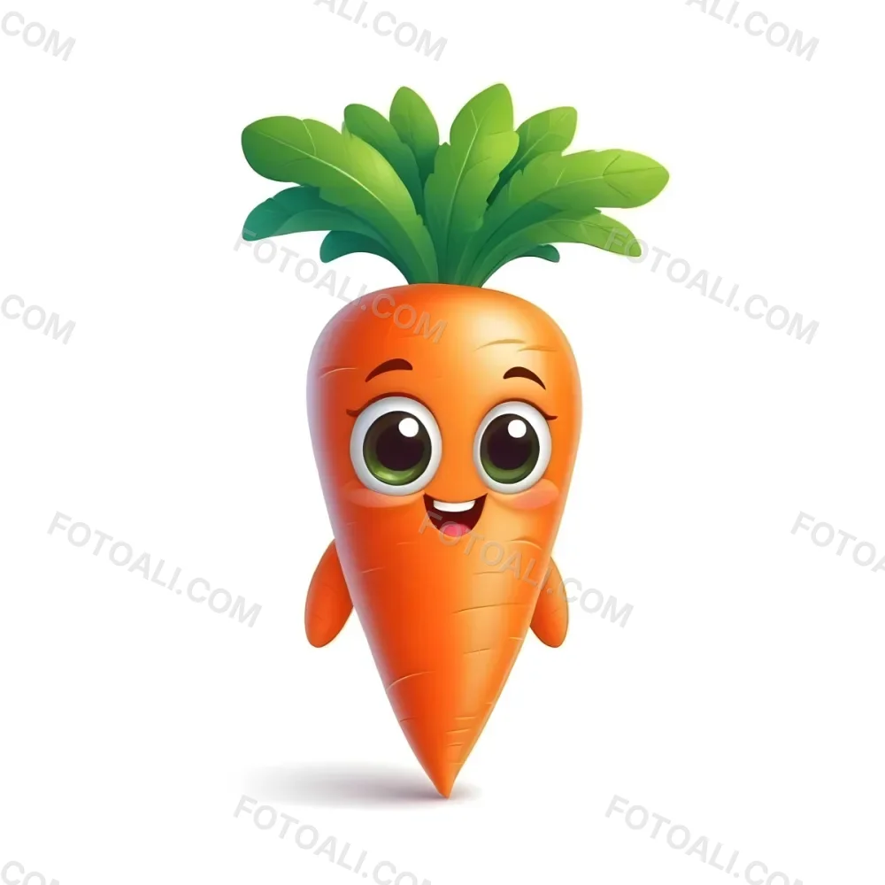 A Cute Cartoon Carrot With A Smiling Face And Green Leaves On Top 19 0bf2